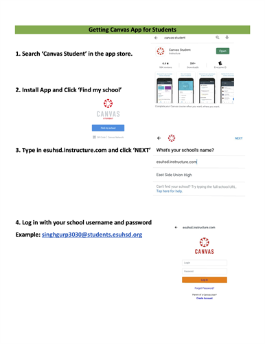 These are the instructions for students to download and sign in to Canvas Student